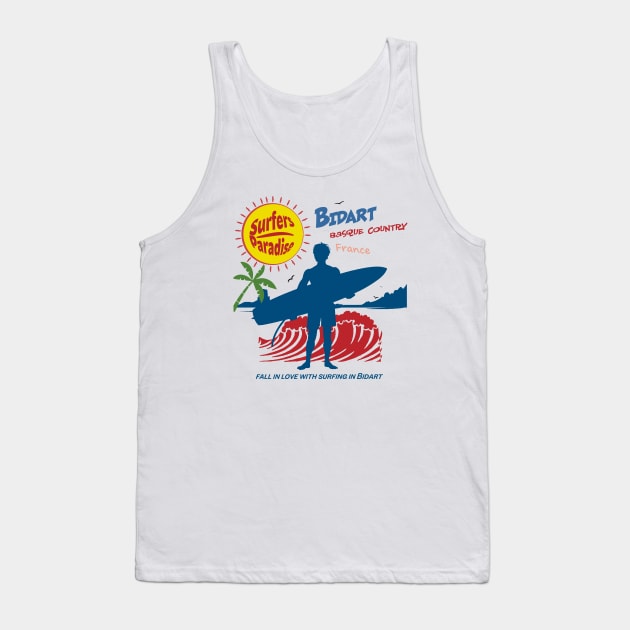 Bidart  basque country Surfing Tank Top by Alexander Luminova